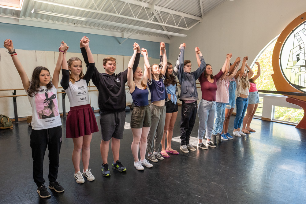 Arts Umbrella Junior Theatre Troupe in rehearsals for Charlie and the Chocolate Factory.