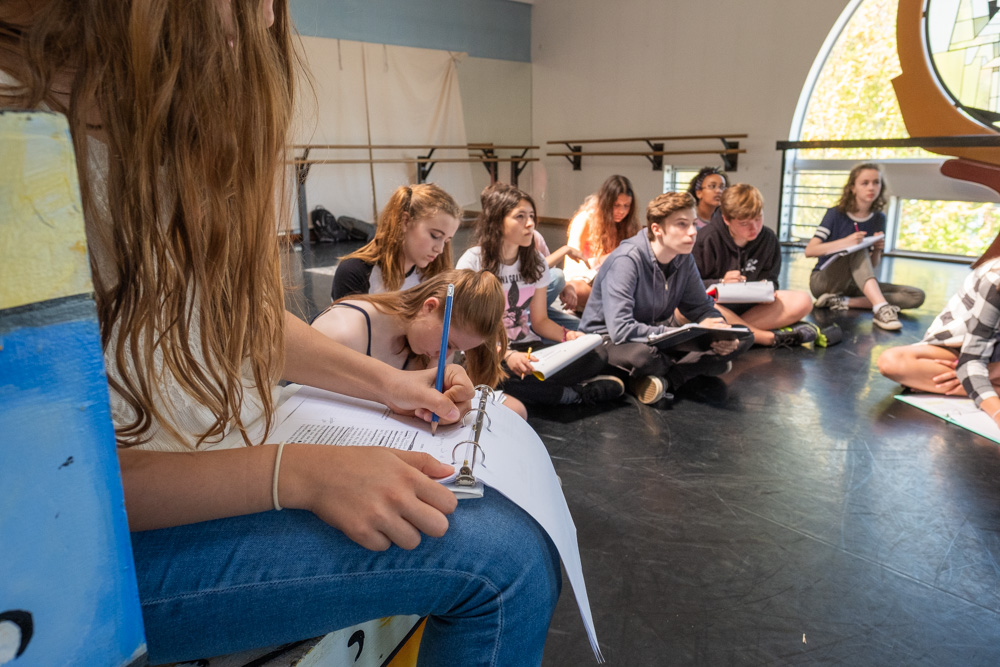 Arts Umbrella Junior Theatre Troupe in rehearsals for Charlie and the Chocolate Factory.