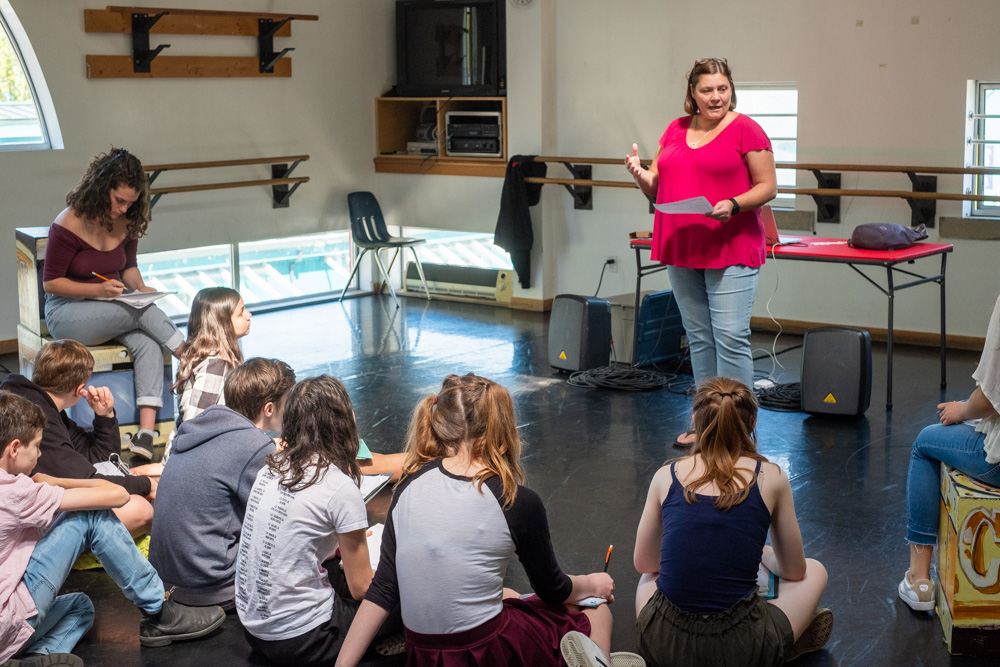 Arts Umbrella Junior Theatre Troupe in rehearsals for Charlie and the Chocolate Factory.