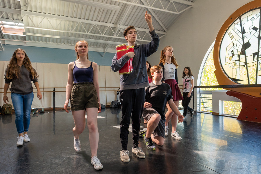 Arts Umbrella Junior Theatre Troupe in rehearsals for Charlie and the Chocolate Factory.