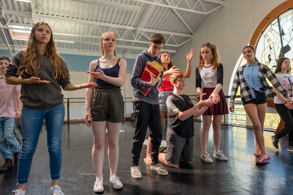 Arts Umbrella Junior Theatre Troupe in rehearsals for Charlie and the Chocolate Factory.